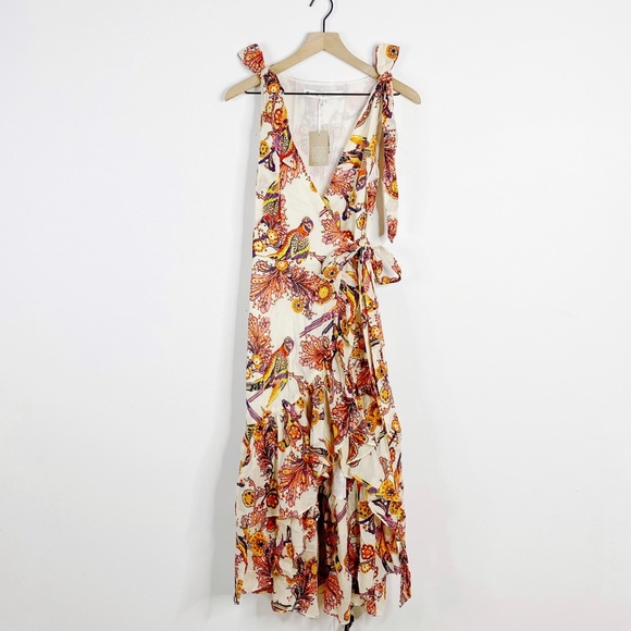 Madewell Banjanan Tropical Floral Wrap Midi Dress - Picture 2 of 14